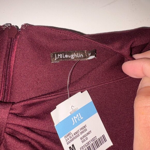 NEW W/ TAGS J. McLaughlin Isabel 3/4 Sleeve Knot Front size M Burgundy Ponte - Picture 2 of 10